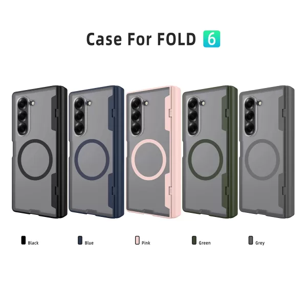 Spring Hinge Matte Transparent Magnetic Wireless Charging Phone Case for Samsung Galaxy Z Fold 6 with Tempered Film Hard Cover - Image 3