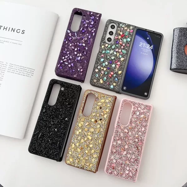 For Samsung Galaxy Z Fold 3 4 5 6 5G Rhinestone Glitter Sequins Trim Soft TPU Frame Shockproof Phone Case Back Cover - Image 6