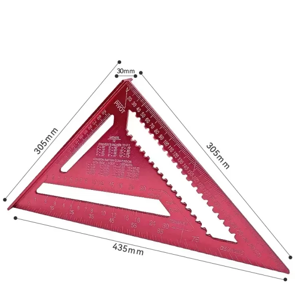 12'' Aluminum Alloy Triangle Ruler Gauges Speed Protractor Miter for Carpenter Line Scriber Saw Guide Percision Measurement Tool - Image 5