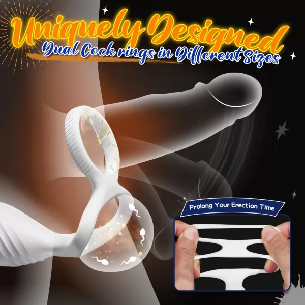 Male Anal Vibrator Prostate Massager C-Shaped Rotating Penis Ring Adult Anal Toys With Dual Silicone Cock Rings Sex Toys - Image 3