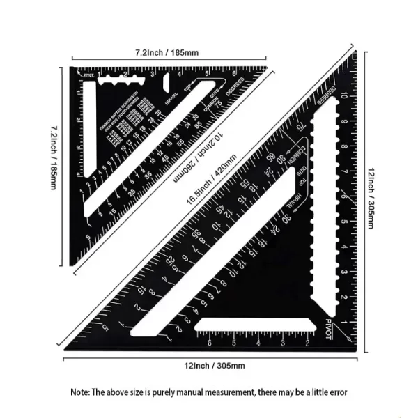 12'' Aluminum Alloy Triangle Ruler Gauges Speed Protractor Miter for Carpenter Line Scriber Saw Guide Percision Measurement Tool - Image 2