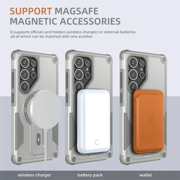 Fold Stand Holder Magnetic Armor Case For Samsung S24 Ultra S25 Plus Wireless Charging Invisible Bracket Shockproof Hard Cover - Image 2