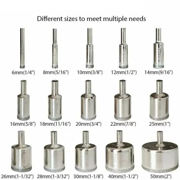 10/15pcs Set Tile drill bit Set Diamond Coated Tile Marble Glass Ceramic Hole Saw Drilling Bits Power Tools Accessories - Image 5