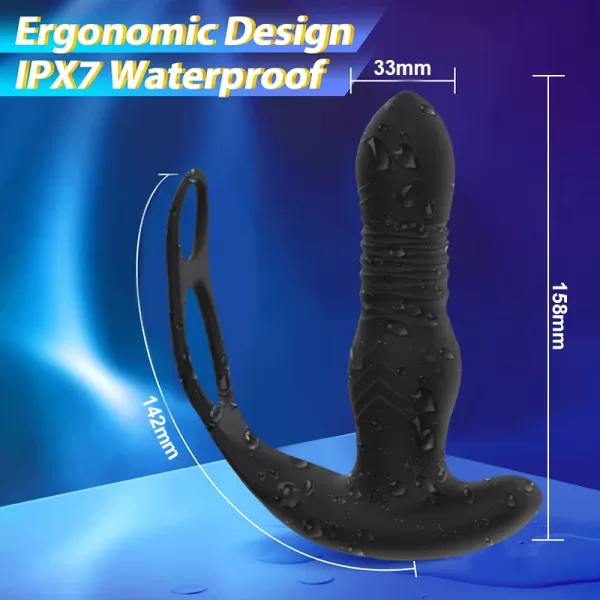 App Thrusting Prostate Massager Anal Dildo Vibrator Penis Cock Ring Telescopic Prostate Massager Vibrator Anal Plug Sex Toys Men - Image 6