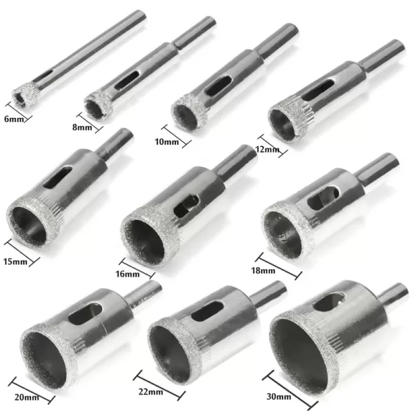 10/15pcs Set Tile drill bit Set Diamond Coated Tile Marble Glass Ceramic Hole Saw Drilling Bits Power Tools Accessories - Image 4