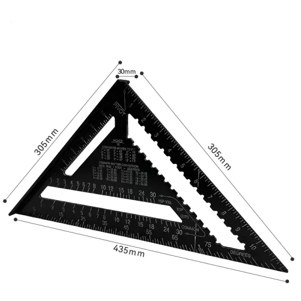 12'' Aluminum Alloy Triangle Ruler Gauges Speed Protractor Miter for Carpenter Line Scriber Saw Guide Percision Measurement Tool - Image 4