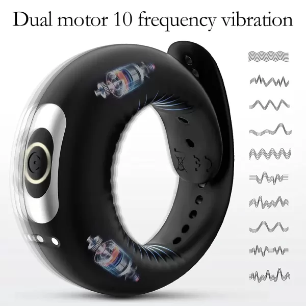 Penis Ring Vibrator Adjustable Vibrating Ring Delay Ejaculation Enlargement Erection Masturbator Adult Sex Toy For Men - Image 2