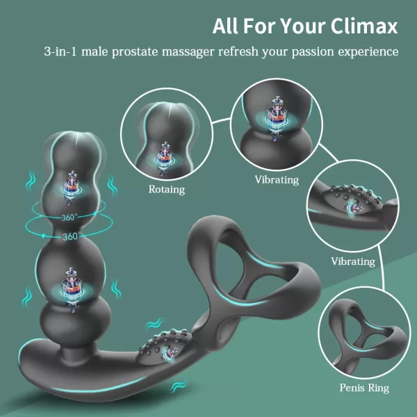 Male Anal Plugs 360° Rotate Prostate Massager Masturbator Vibrators Penis Ring Butt Plugs Vibrator Wireless APP Control Sex Toys - Image 4