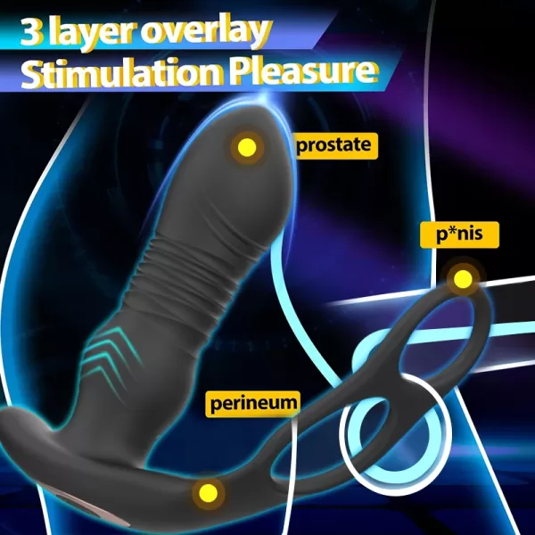 App Thrusting Prostate Massager Anal Dildo Vibrator Penis Cock Ring Telescopic Prostate Massager Vibrator Anal Plug Sex Toys Men - Image 4