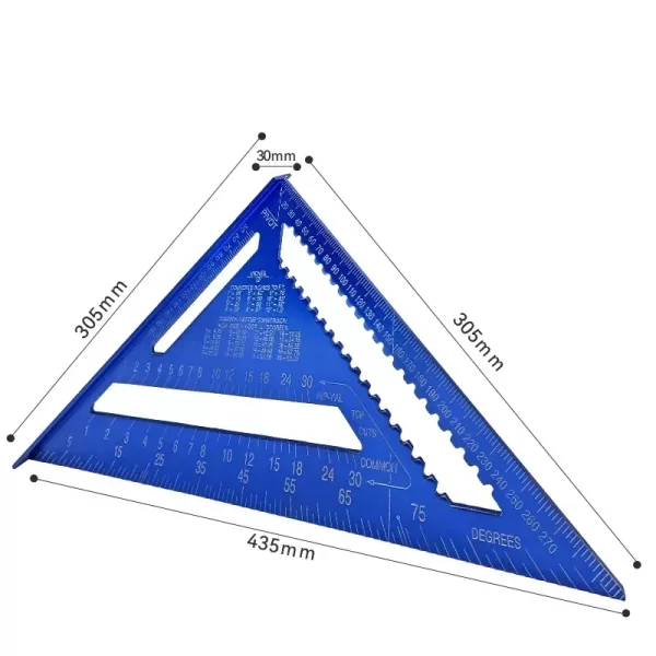 12'' Aluminum Alloy Triangle Ruler Gauges Speed Protractor Miter for Carpenter Line Scriber Saw Guide Percision Measurement Tool - Image 6