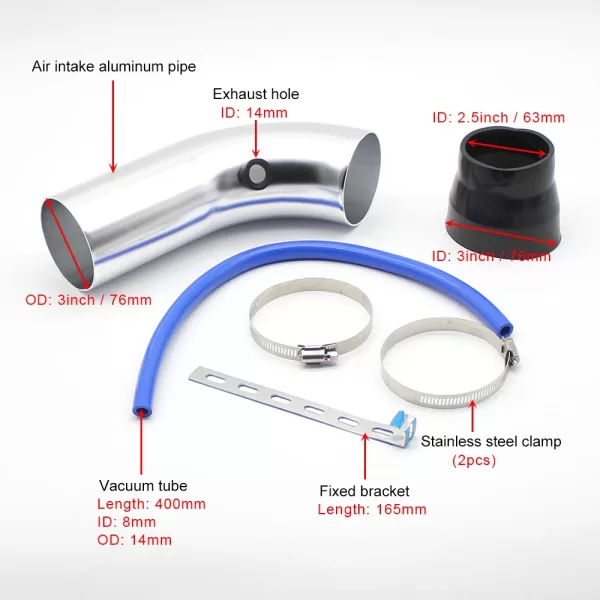 76mm Car Refitted Winter Mushroom Head Air Filter Intake Pipe Filter High Flow High Cold Air Filter Aluminum Pipe Kit - Image 5