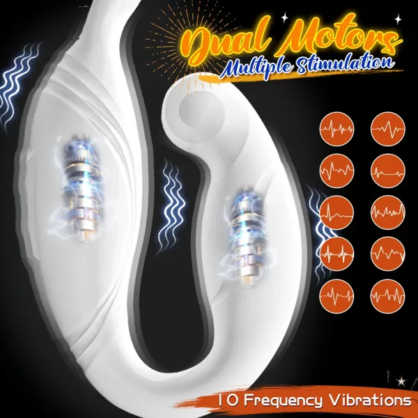 Male Anal Vibrator Prostate Massager C-Shaped Rotating Penis Ring Adult Anal Toys With Dual Silicone Cock Rings Sex Toys - Image 4