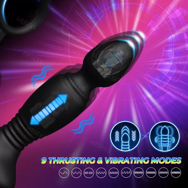 HESEKS Male Thrusting Prostate Massager Wireless Remote Control Anal Plug Dildo Butt Plug Telescopic Cock Ring Sex Toys for Men - Image 5