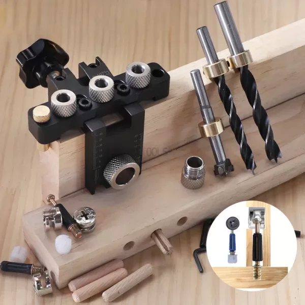 Adjustable Doweling Jig Woodworking Pocket 3 in 1 Hole Jig 8MM 10MM Bushes Drilling Guide Locator Puncher Tools Best Dowel Jig - Image 3