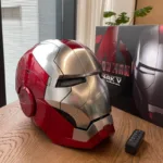 Iron Man 1/1 Cosplay Helmet Mk5 Electric Voice Control Helmet Led Eyes Metal Mask Model Toys Children Adults Christmas Gift